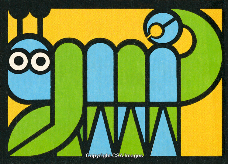 Colorful Abstract Illustration of Geometric Insect on Bright Yellow Background