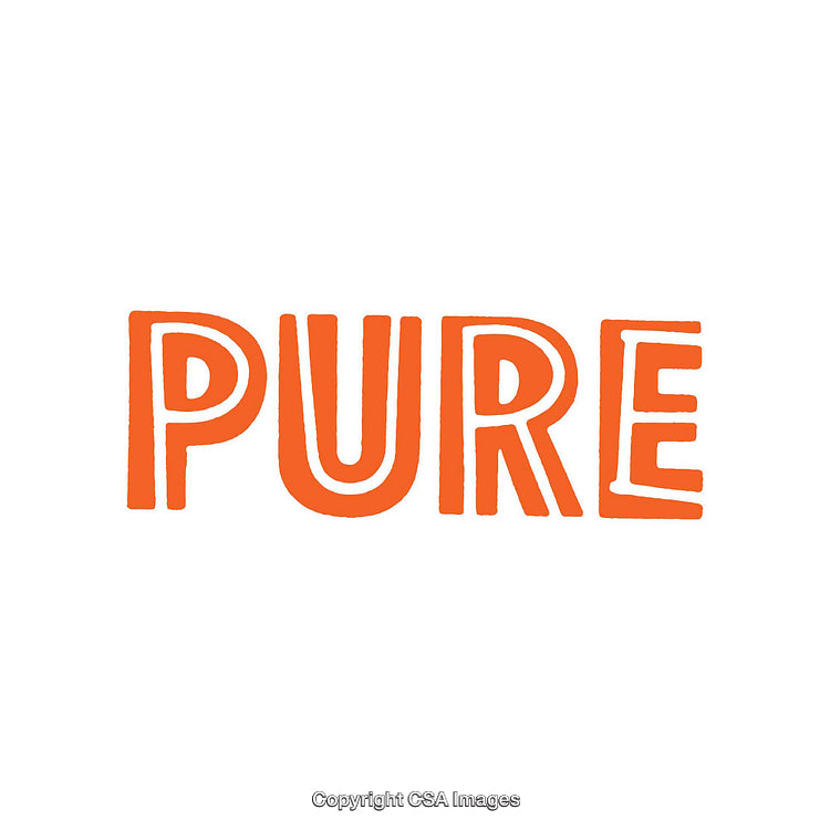 Bold Orange Lettering Design Depicting the Word 'Pure' on White Background