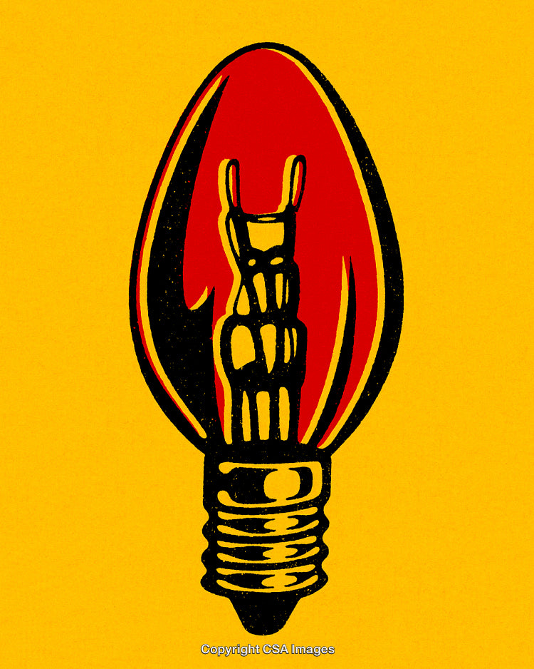 Vintage Light Bulb Illustration with Bright Colors and Abstract Design