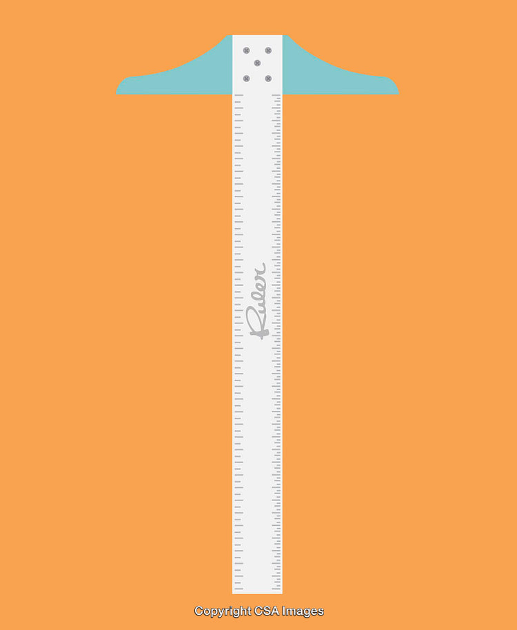 Colorful Flat Illustration of a Caliper Measuring Ruler on Orange Background