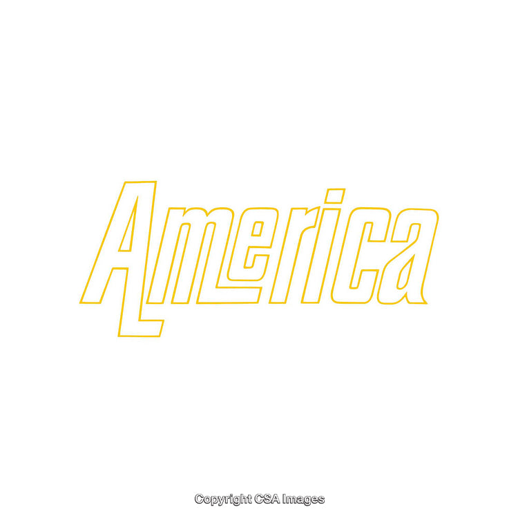 Bold Yellow Typography Spelling America on a White Background