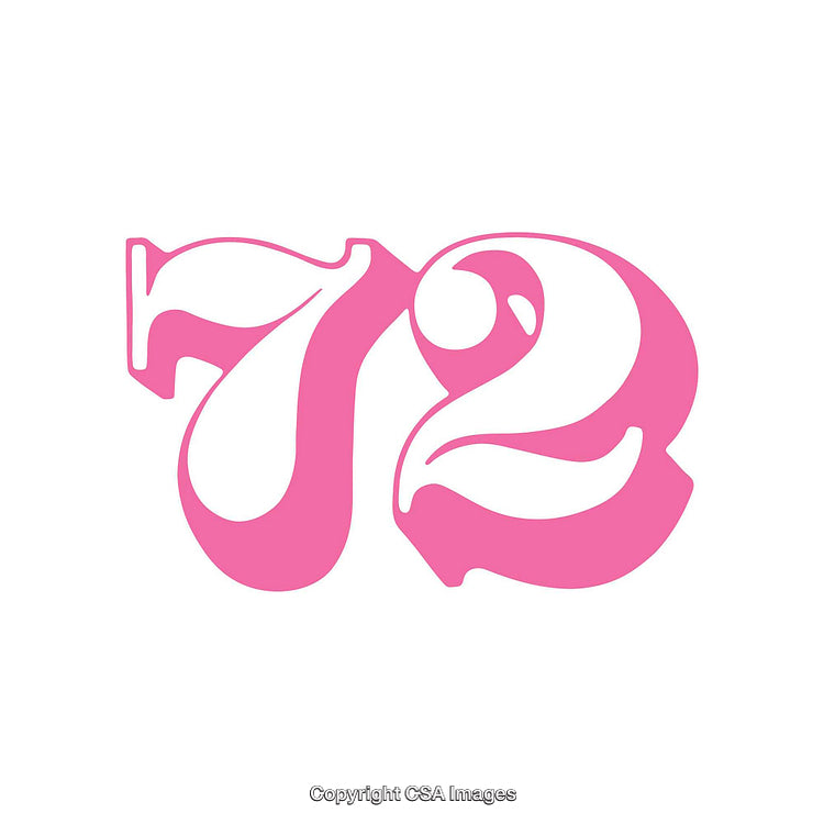 Bright Pink Retro Style Number 72 Design on White Background