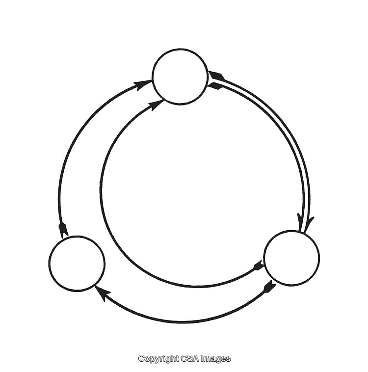 Circular Flow Diagram with Arrows in Black and White Illustration