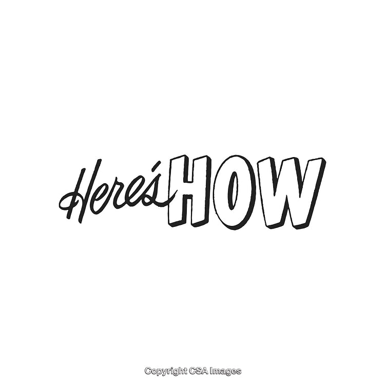 Monochrome Stylized Text 'Here's How' at a Creative Angle on White Background
