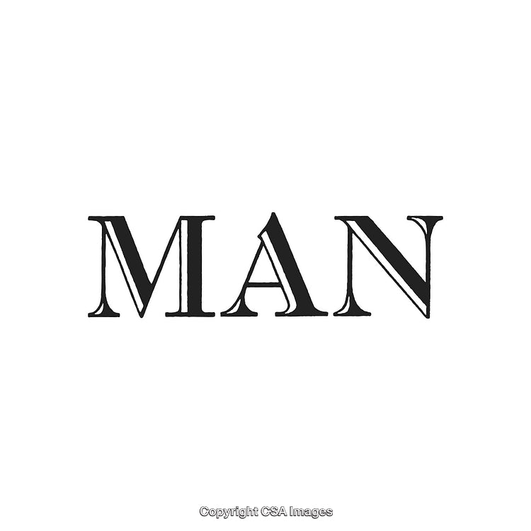 Elegant Typography Showing the Word 'Man' in Bold Serif Font