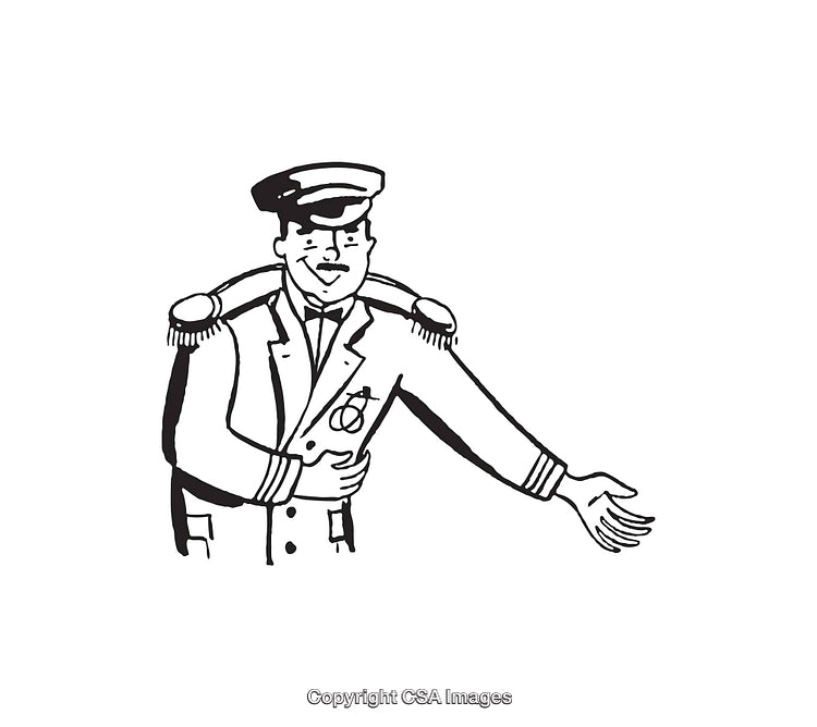 Elegant Line Art Illustration of a Saluting Uniformed Officer
