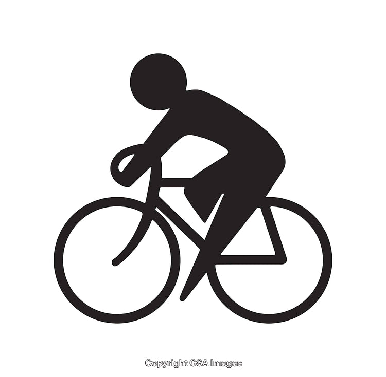 Minimalistic Black and White Illustration of a Cyclist on a Bicycle