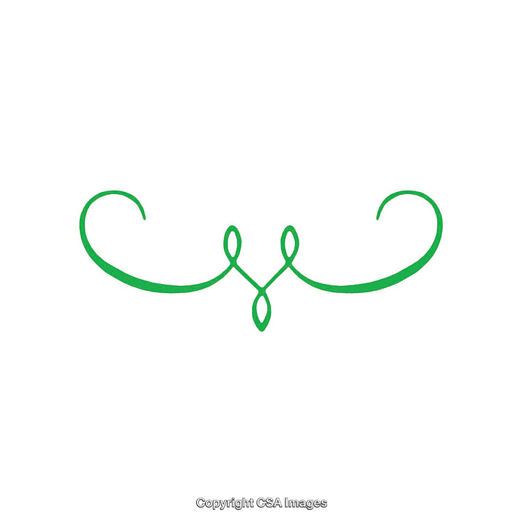 Intricate Green Decorative Swirl Element Over White Background