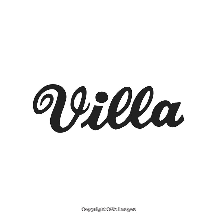 Stylized Calligraphy of the Word 'Villa' in a Bold Black Font