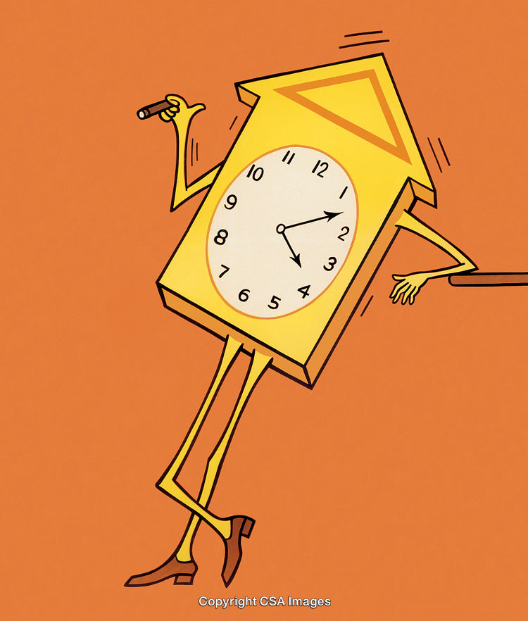 Whimsical Clock Character Illustration with Playful and Creative Design