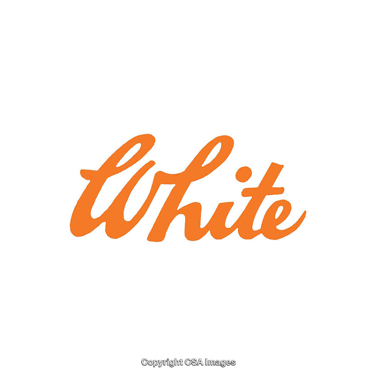 Stylized Orange Word 'White' on a Clean White Background