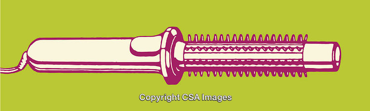 Illustration of a Hairstyling Tool on a Vibrant Green Background