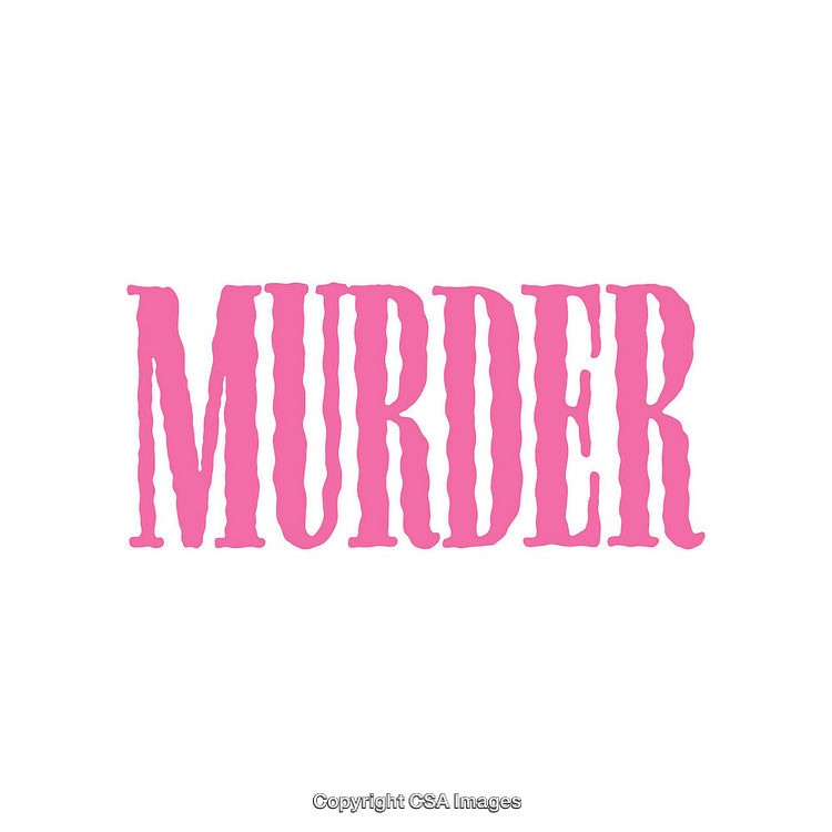 Pink Typography Artwork Displaying the Word 'Murder' on White Background