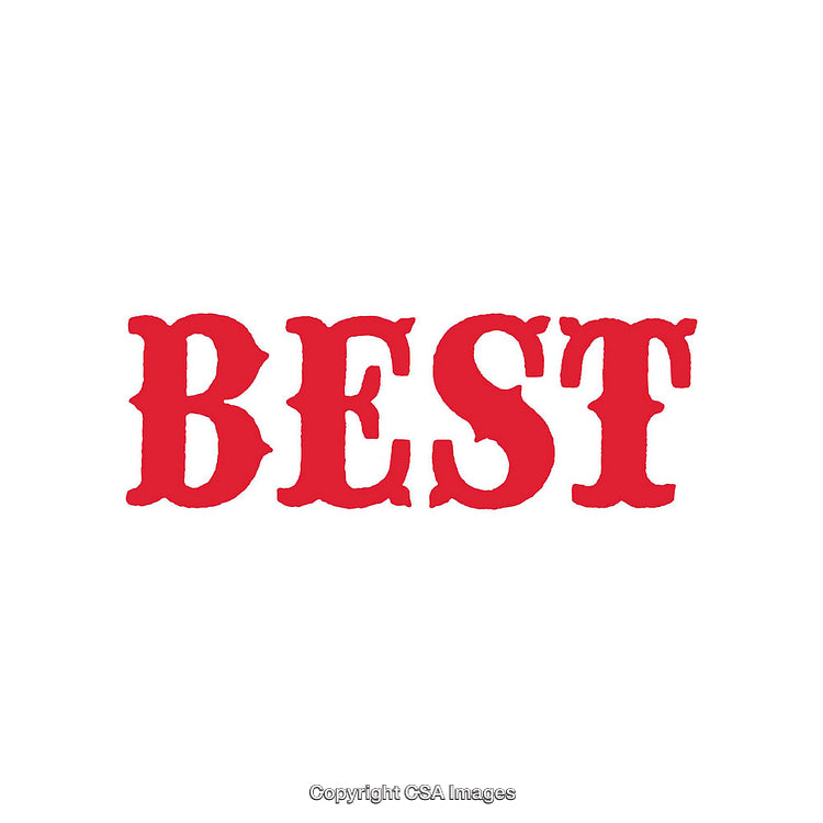Bold Red Text Displaying the Word 'Best' on White Background