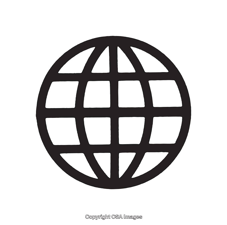 Black And White Earth Globe Icon Illustration With Transparent Background