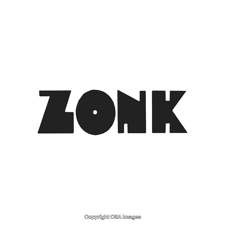 Abstract Bold Typography Design Featuring the Word 'Zonk' in Black on White