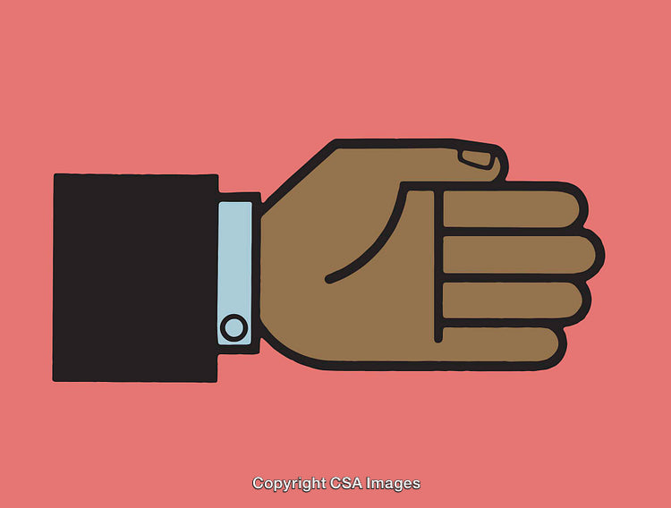 Illustration of a Closed Hand with a Formal Sleeve on Pink Background
