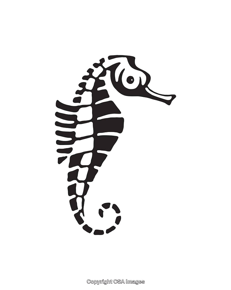 Black And White Seahorse Icon in Abstract Artistic Style