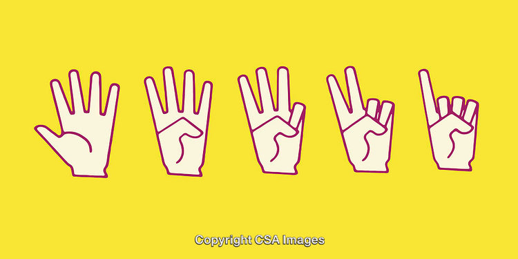 Hand Gesture Illustration Set in Bright Yellow Background