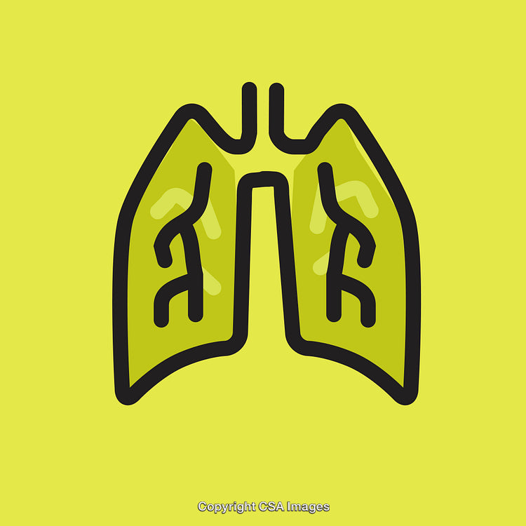 Colorful Illustration of Human Lungs on a Bright Yellow Background