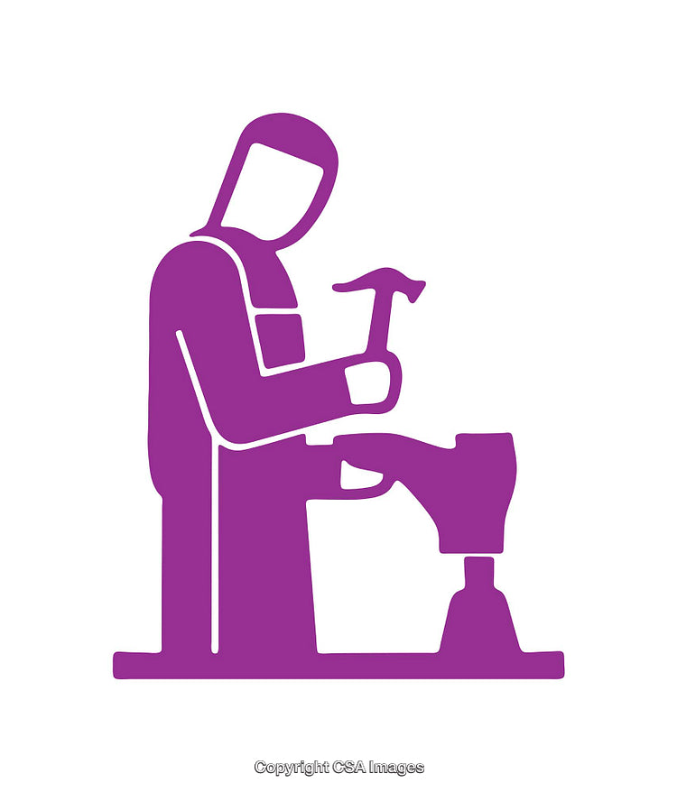 Silhouette Icon of a Worker Using a Hammer on an Anvil