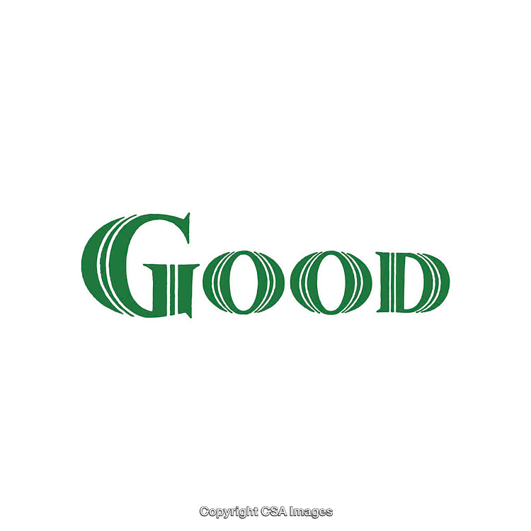 Green Typography on White Background with the Word Good in Stylized Font