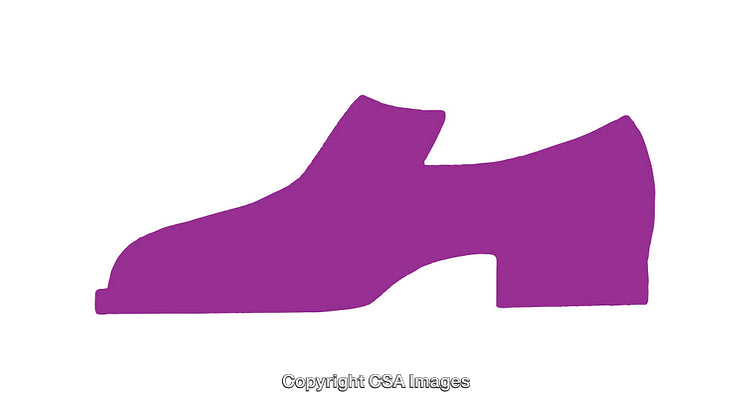 Purple Silhouette Illustration of a Stylish Shoe Icon on White Background