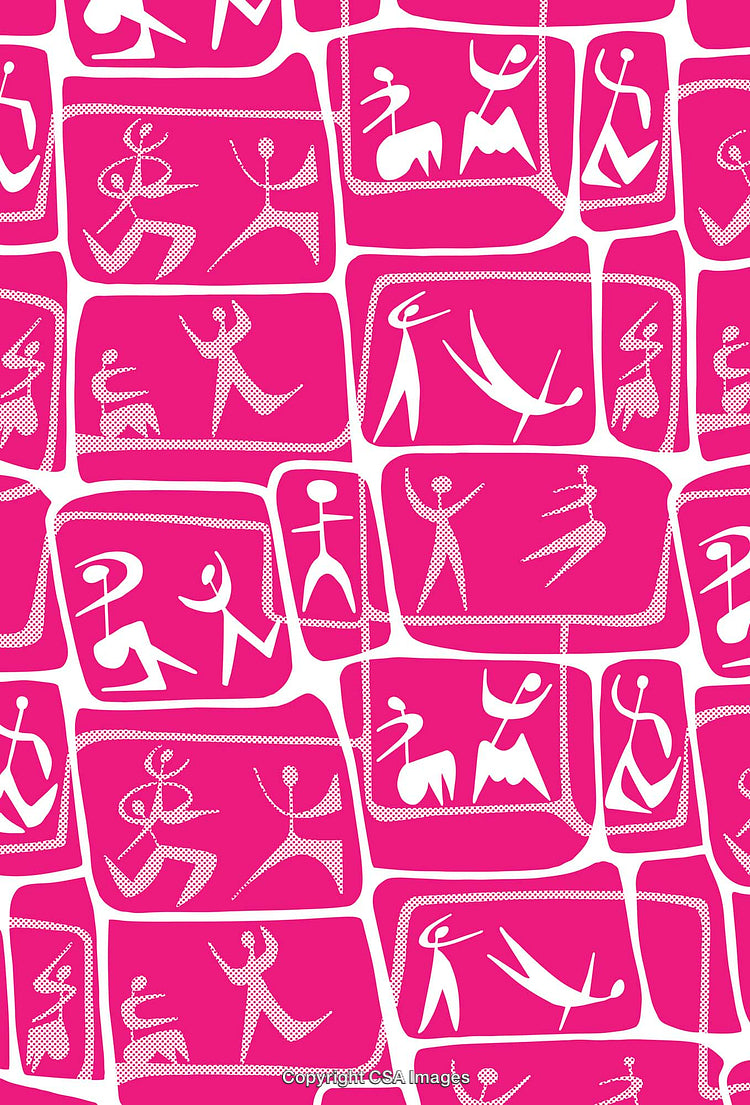 Abstract Pink Pattern with Geometric and Tribal Inspired Figures