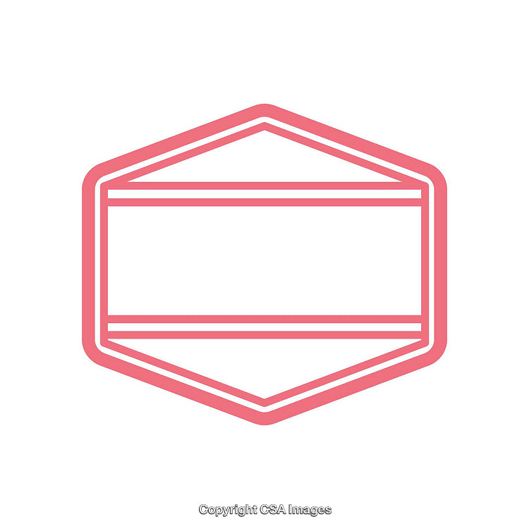 Minimalist Pink Emblem Design with Hexagonal Shape on White Background