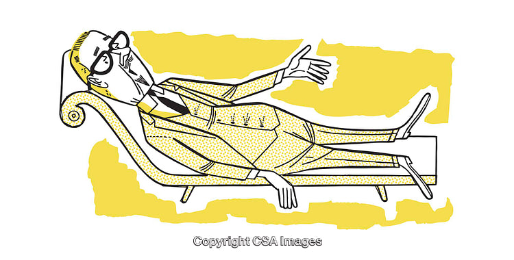 Colorful Illustration of a Professional Lying on a Recliner for Therapy