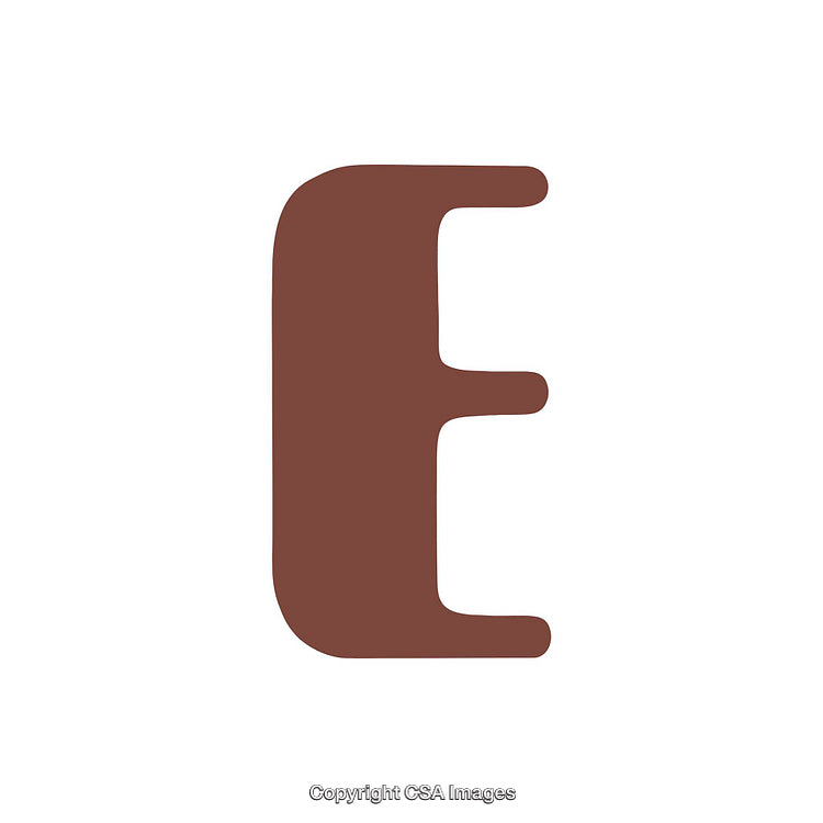 Bold Representation of the Letter E in Brown on White Background
