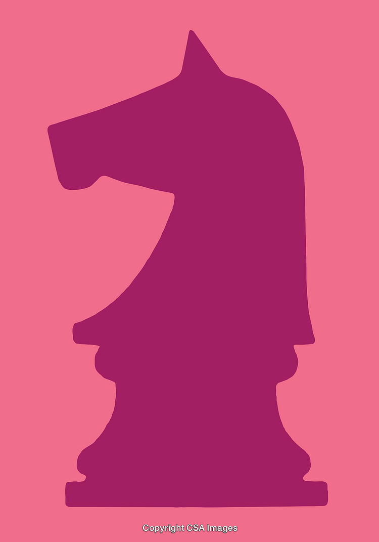 Purple Chess Knight Silhouette Artwork on Pink Background