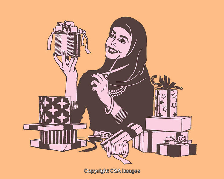 Woman Wrapping Gifts with Creativity and Joy in a Festive Setting