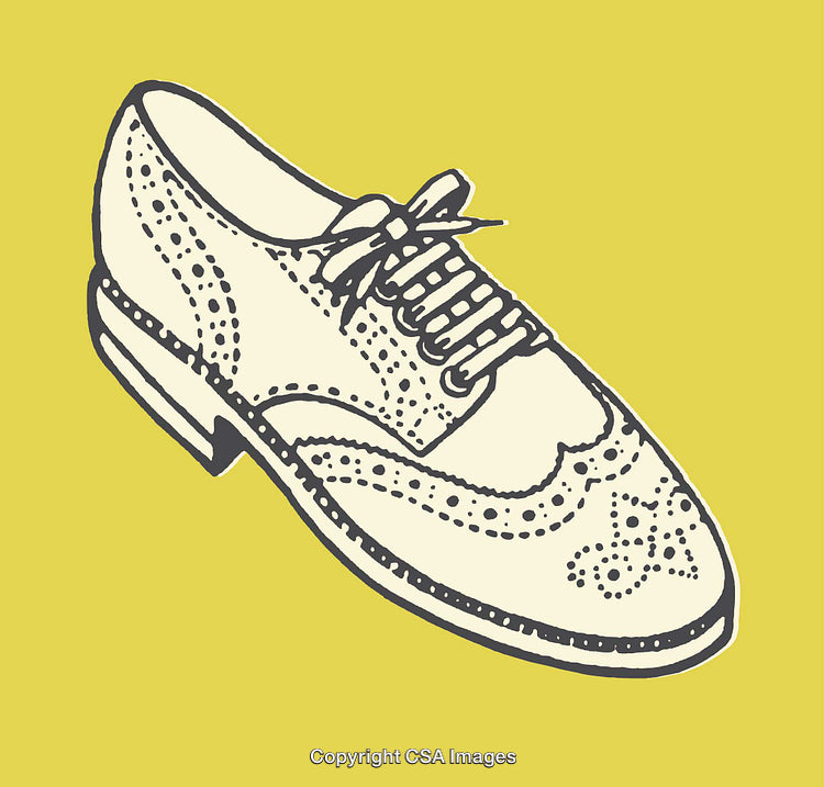 Hand-Drawn Brogue Shoe Illustration on a Stylish Yellow Background