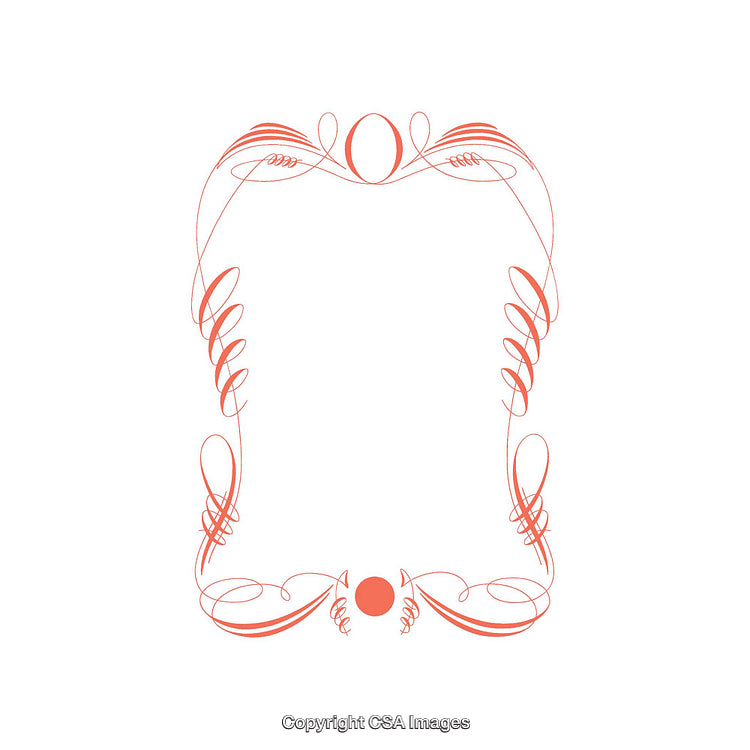 Elegant Red Ornamental Frame with Decorative Swirls and Embellishments