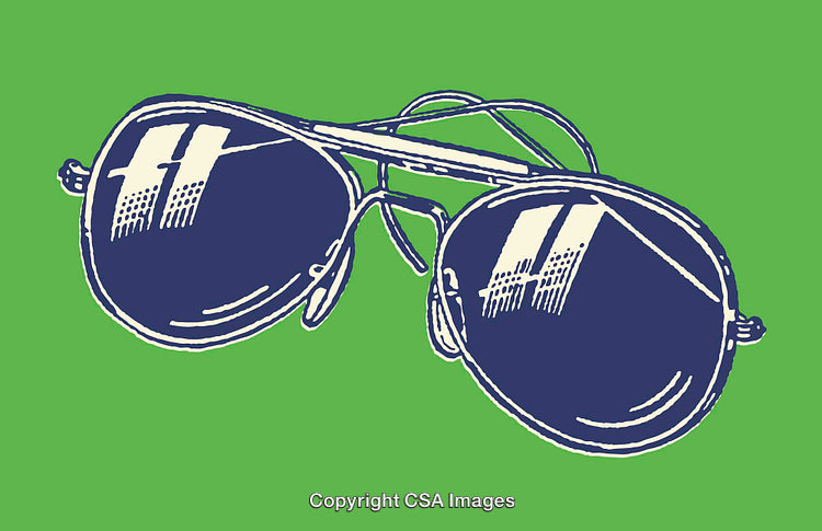 Stylish Aviator Glasses in Bold Color Line Art Illustration