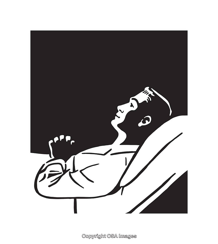 Black and White Line Art of a Person in Thoughtful Pose