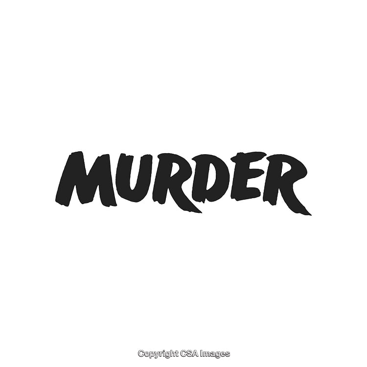 Black Grunge Style Text Depicting the Word 'Murder' on White Background