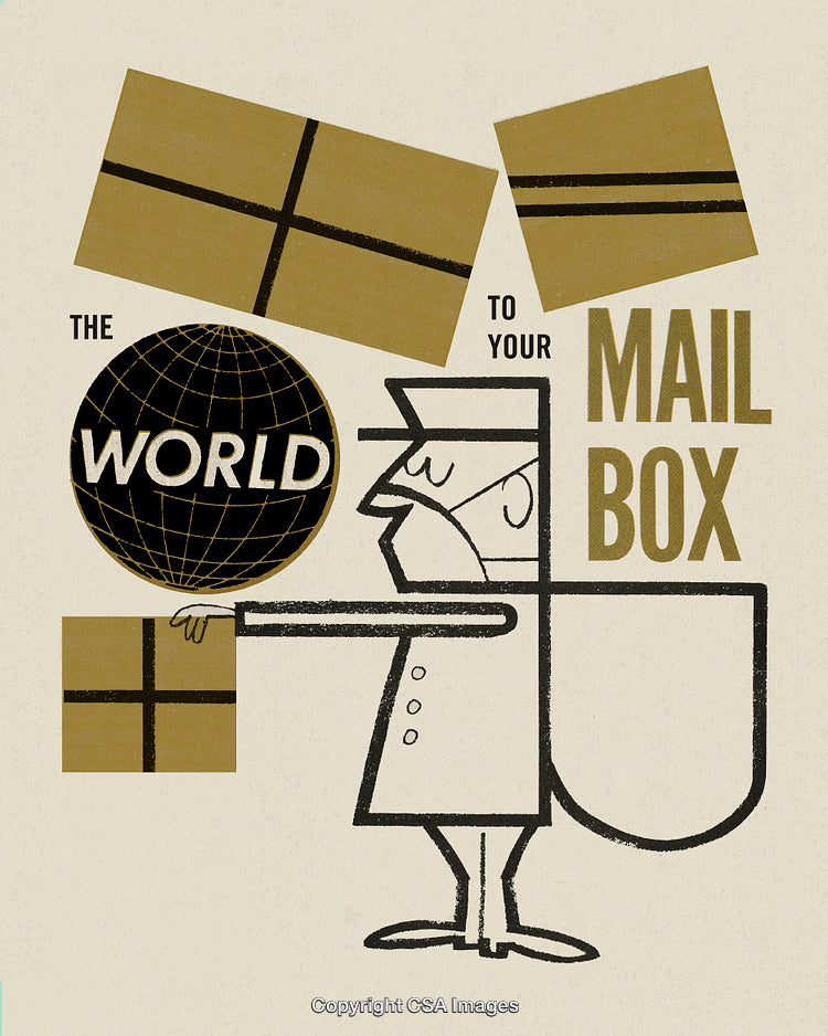 Retro Poster Advertising Global Package Delivery with Creative Design Elements