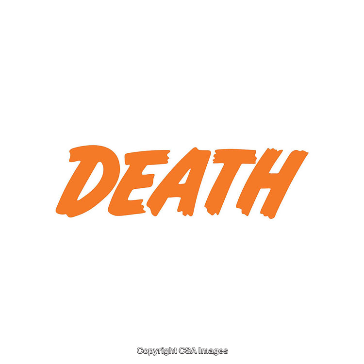 Bold Orange Text Displaying the Word Death on a White Background
