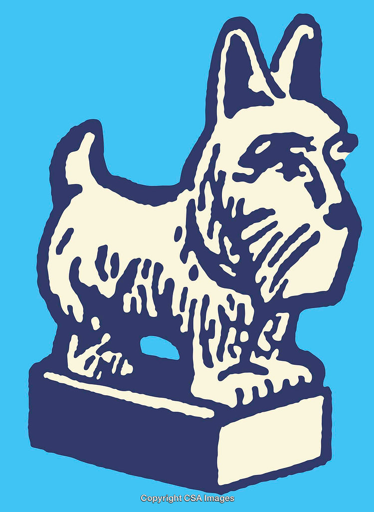 Colorful Line Art Illustration of Scottish Terrier Dog Silhouette