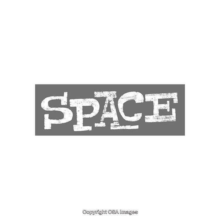 Bold Stamped Space Text on a Monochrome Background