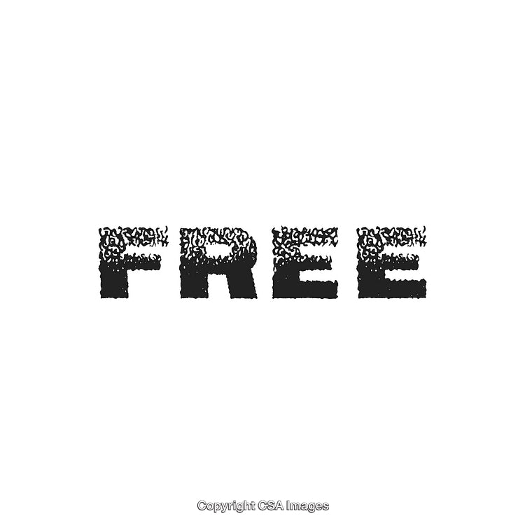 Grunge Style Textured Word 'Free' in Black on White Background