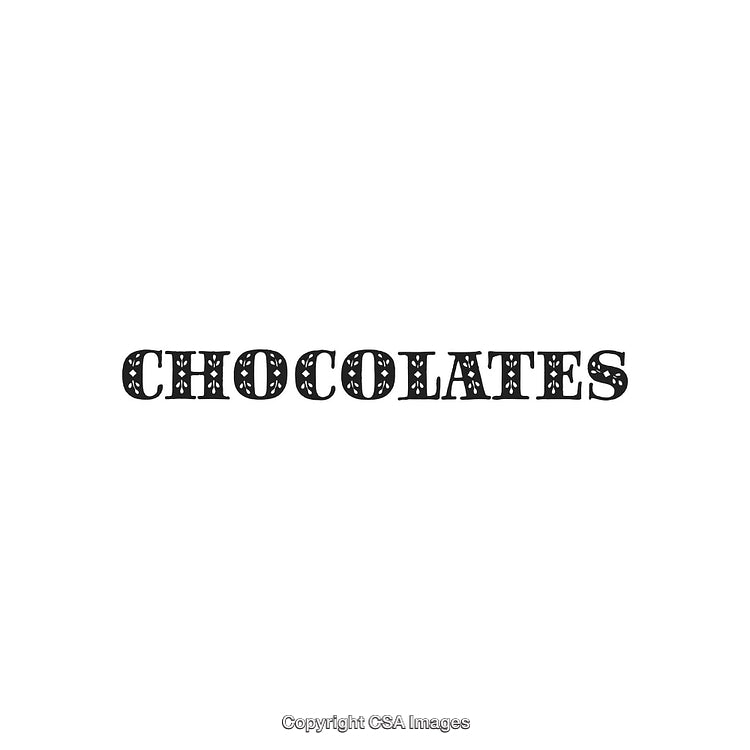 Decorative Vintage Chocolate-Themed Typography on a White Background