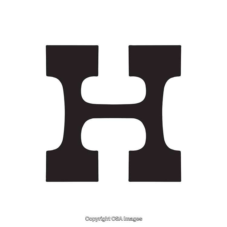 Bold Serif Letter H in Black on White Background