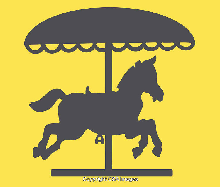 Silhouette of a Carousel Horse with Decorative Canopy