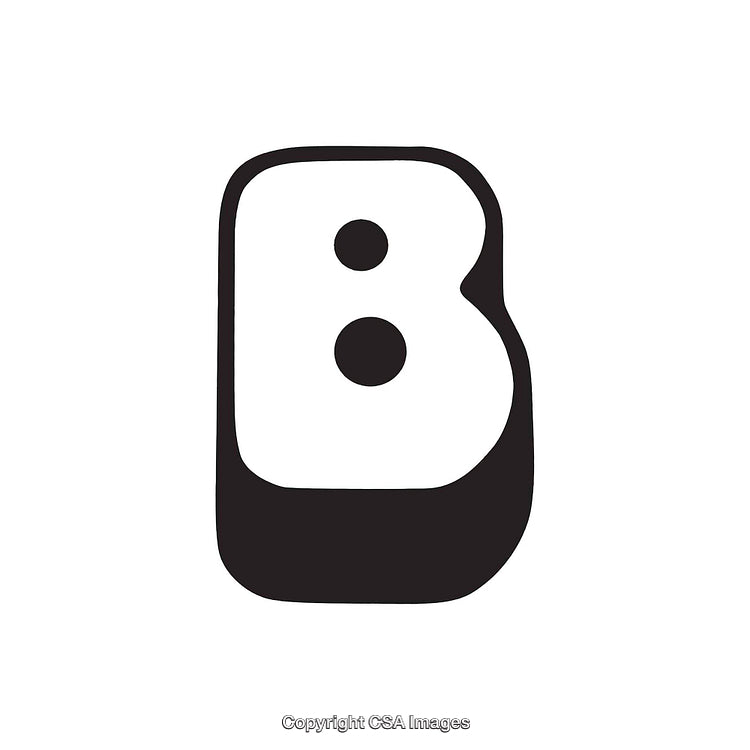 Stylized Black and White Letter B on a White Background