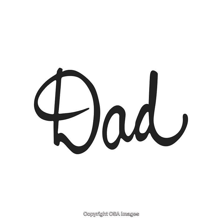 Elegant Handwritten 'Dad' in Black Ink on White Background