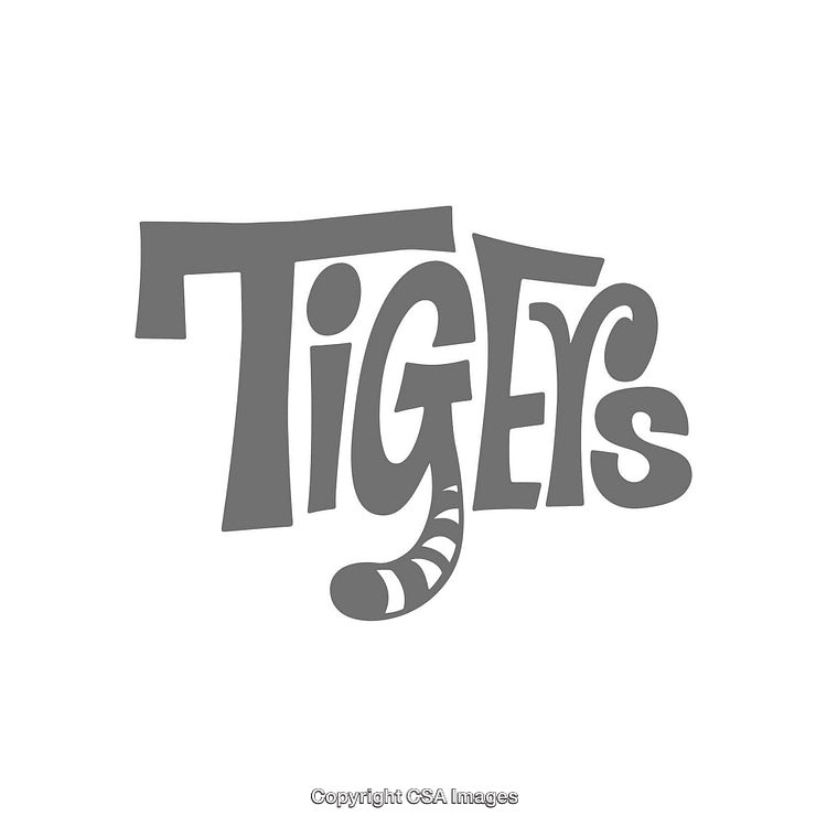Playful Typography Design Featuring Tigers Theme with Tail Motif