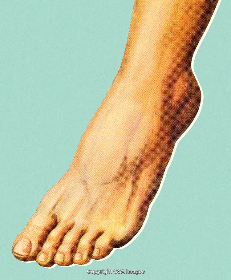 Close-Up of a Bare Human Foot on a Light Blue Background